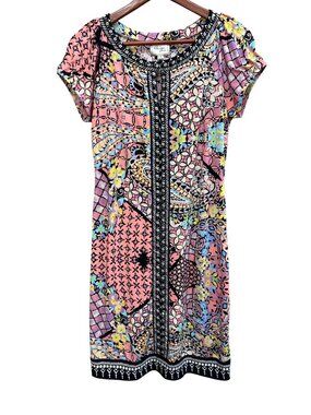 79. Beige By Eci Multicolor Patchwork Short Sleeve Dress Size 6